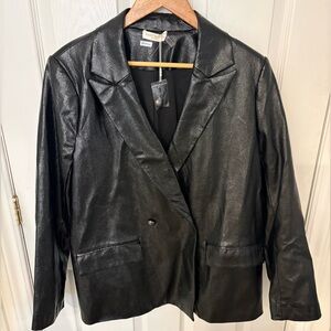 NWOT - Ramy Brook Black Faux Leather Blazer